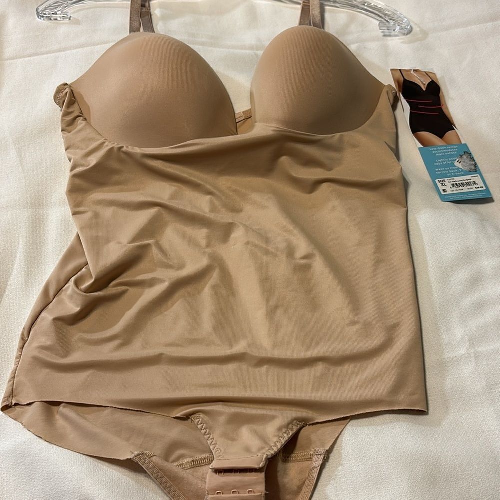 Assets by Spanx Size XL low-back panty bodysuit nude color